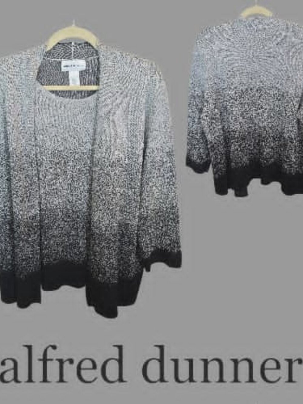 Alfred Dunner Ombre 2 in 1 Shimmer Sweater Cardigan Metallic Top Womens XL
